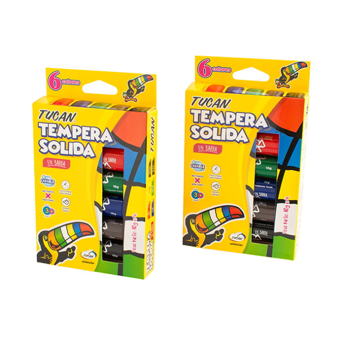 Tempera Tucan Solida En Barra 6 Colores