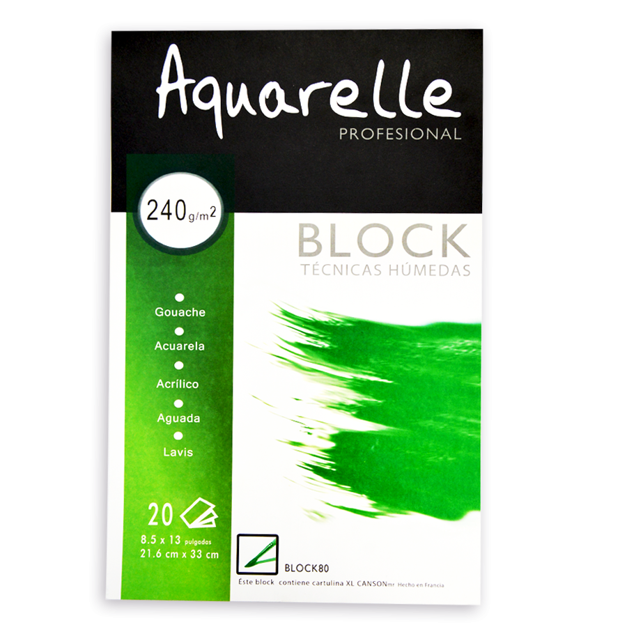 Block Aquarelle Profesional 20 hojas Oficio  240 Gramos