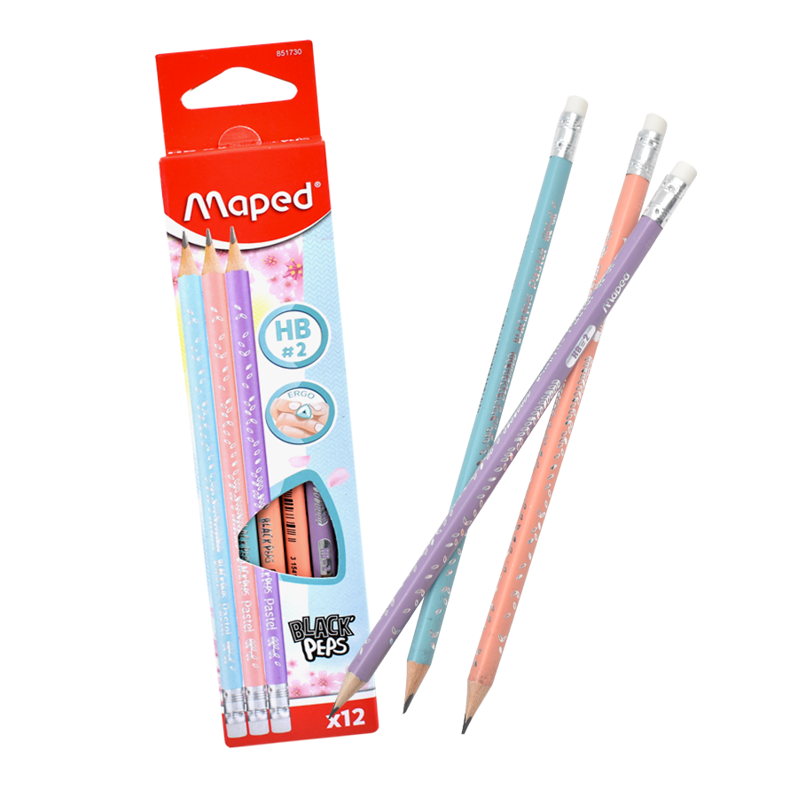 Lapiz Maped Pastel HB 3 colores 12 unidades