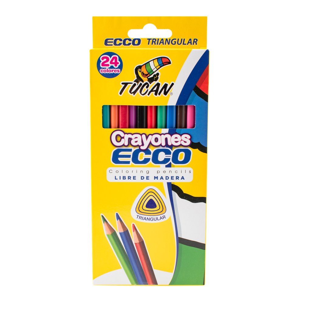 Crayon de Madera Ecco Triangular 24 Colores