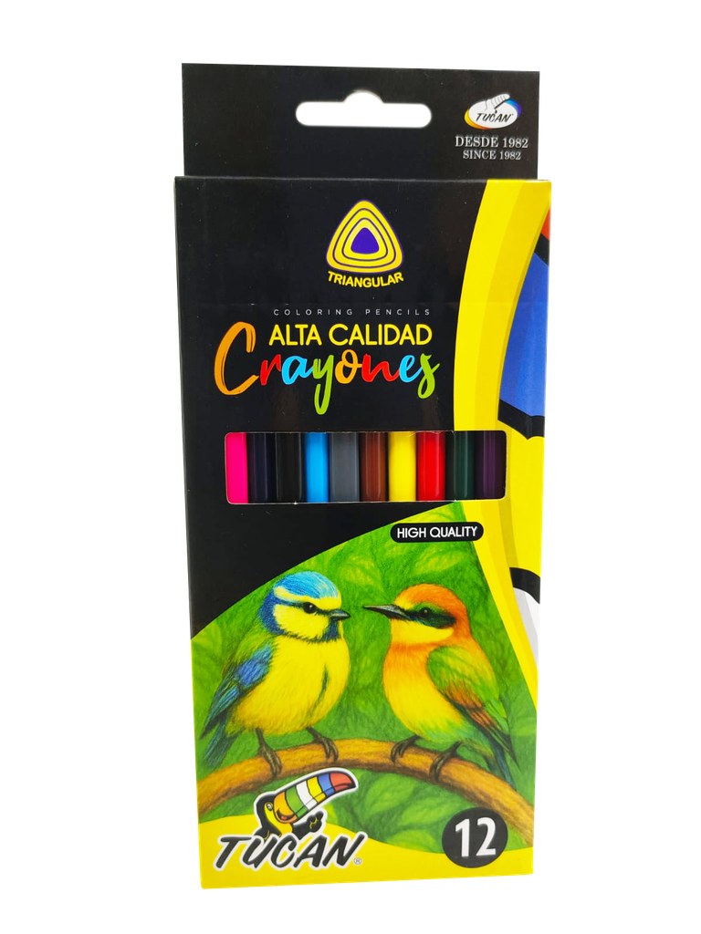 Crayon de Madera Alta Calidad Triangular 12 Colores