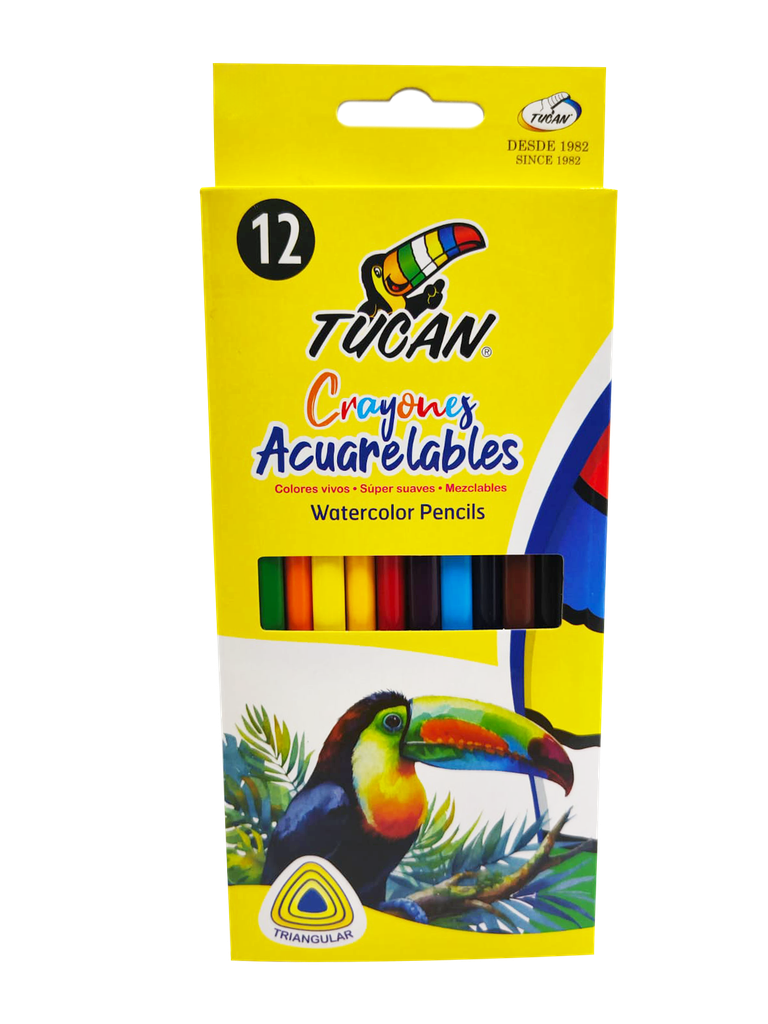 Crayon de Madera Acuarelable Triangular 12 Colores