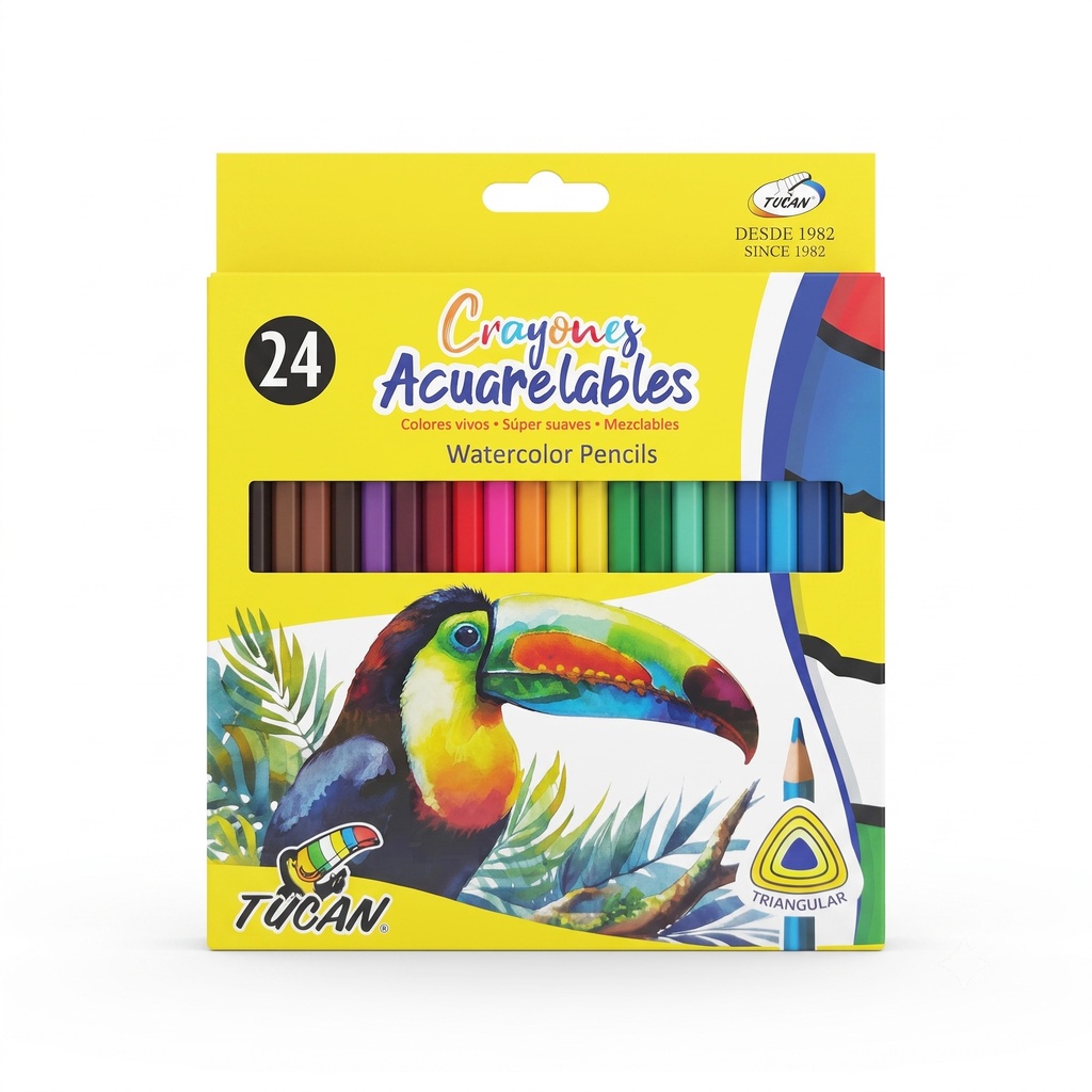 Crayon de Madera Acuarelable Triangular 24 Colores