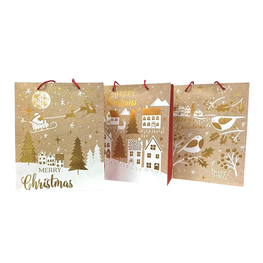 Bolsa kraft Navideña Diseños Mediana