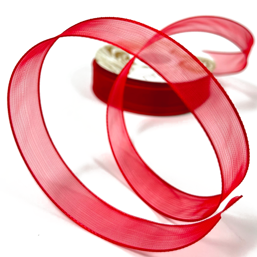 Listón Cataluña Organza No.3 1.8 cm x 20 Yardas Rojo
