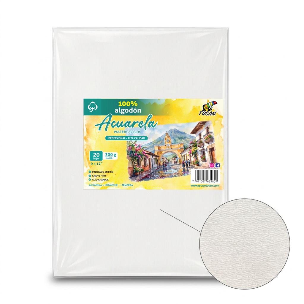 Papel Acuarela Profesional Algodon 300gr Tucan